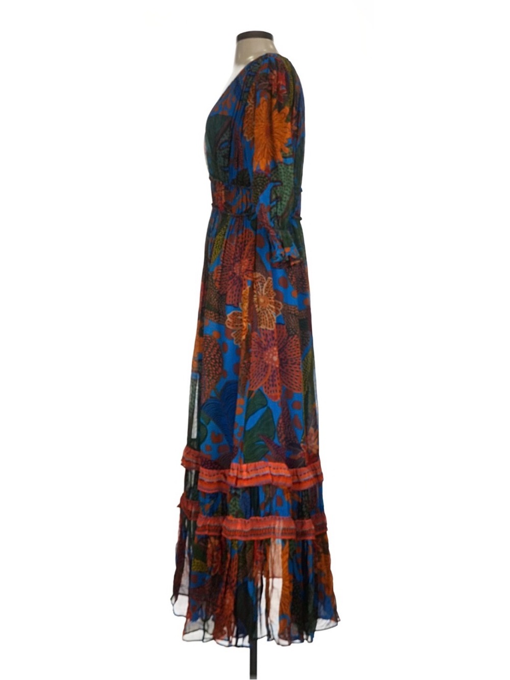 FARM Rio Multicolor Floral Maxi Dress with Blue and Orange - Picture 10 of 13